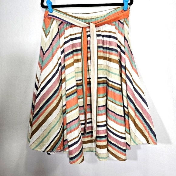 Flint & Moss Women's Cotton-Linen Blend Striped A-Line Skirt Size LP - Picture 1 of 7